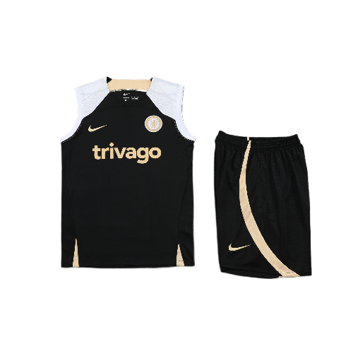CONJUNTO TREINO CHELSEA REGATA+SHORT - PRETO/BRANCO 2022/23
