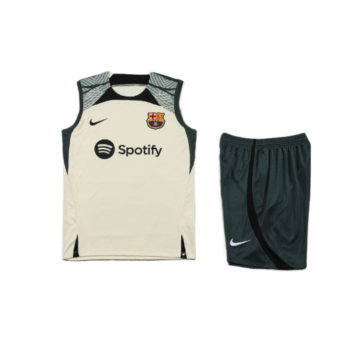 CONJUNTO TREINO BARCELONA REGATA+SHORT - BEGE 2023/24