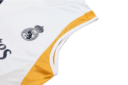 CONJUNTO TREINO REAL MADRID REGATA+SHORT - BRANCO/OURO 2022/23