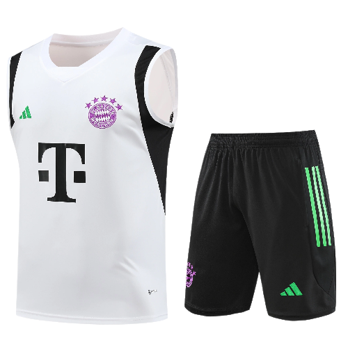 CONJUNTO TREINO BAYERN DE MUNIQUE REGATA+SHORT BRANCO 23/24