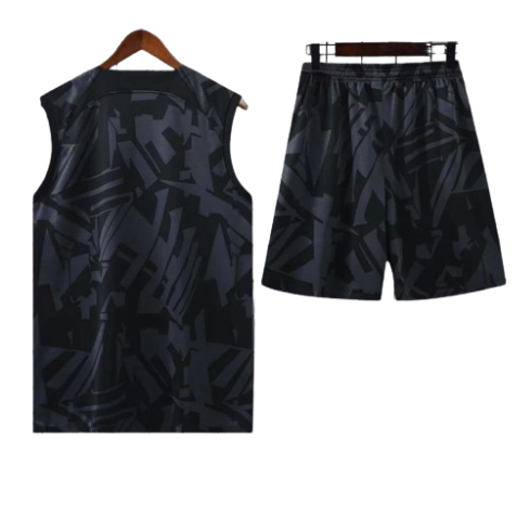 CONJUNTO TREINO PSG REGATA+SHORT - PRETO MILITAR 2023/24