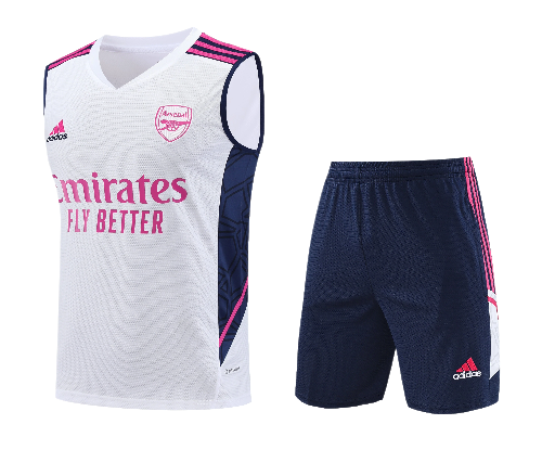 CONJUNTO TREINO ARSENAL REGATA+SHORT - BRANCO/ROSA 2023/24
