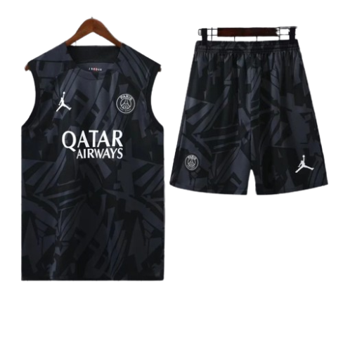 CONJUNTO TREINO PSG REGATA+SHORT - PRETO MILITAR 2023/24