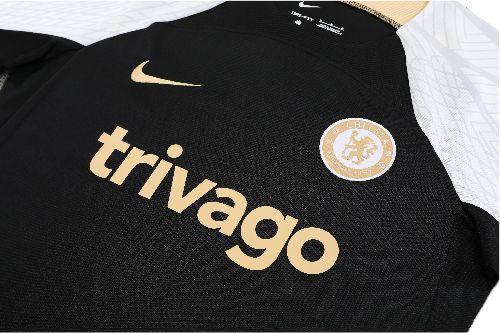 CONJUNTO TREINO CHELSEA CAMISA+SHORT - PRETO/BRANCO 2023/24