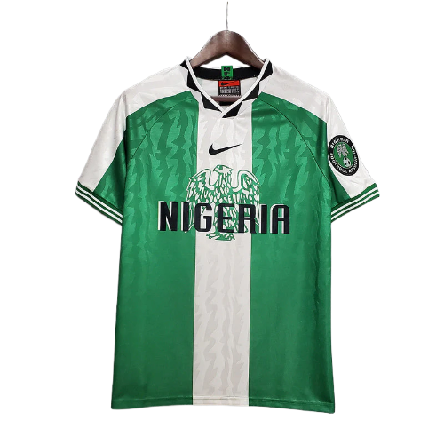 CAMISA NIGÉRIA RETRÔ 1996 VERDE E BRANCA
