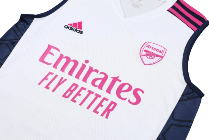 CONJUNTO TREINO ARSENAL REGATA+SHORT - BRANCO/ROSA 2023/24