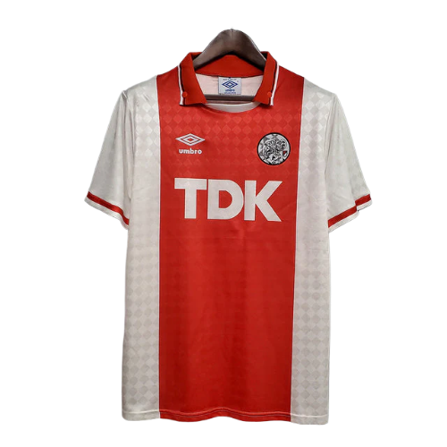 CAMISA AJAX RETRÔ 1990/91 VERMELHA E BRANCA