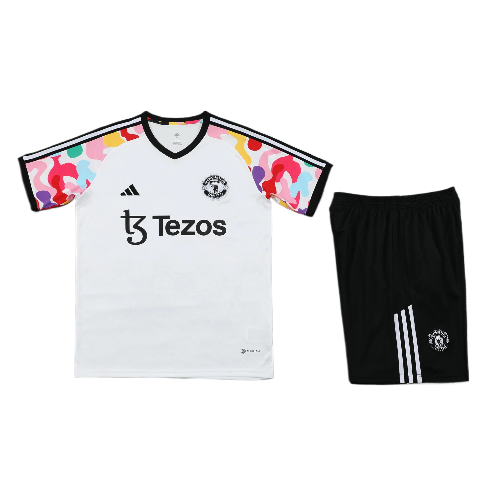 CONJUNTO TREINO MANCHESTER UNITED CAMISA+SHORT - BRANCO 2023/24