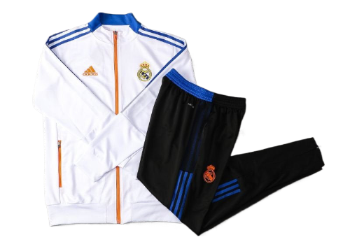 CONJUNTO TREINO REAL MADRID JAQUETA+CALÇA - BRANCO/AZUL 2022/23