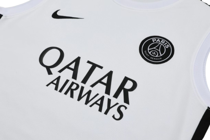 CONJUNTO TREINO PSG REGATA+SHORT - BRANCO/PRETO 2023/24