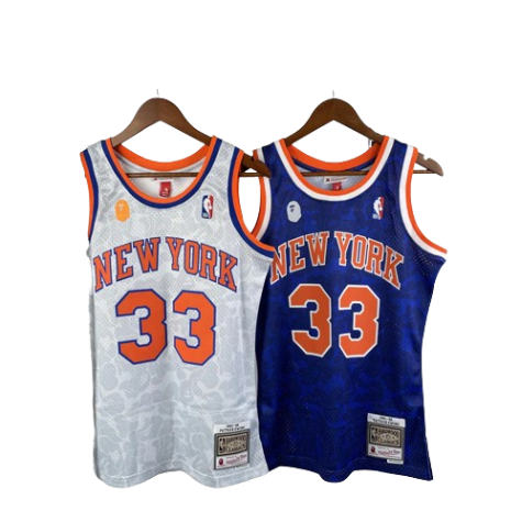 REGATA NBA BAPE X NEW YORK KNICKS MITCHELL & NESS CINZA