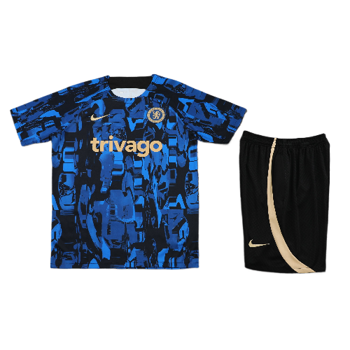 CONJUNTO TREINO CHELSEA CAMISA+SHORT - AZUL/PRETO 2023/24