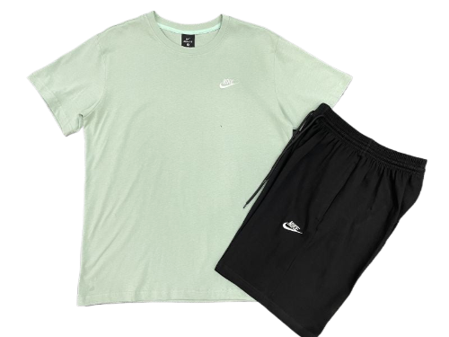 KIT CAMISA E SHORT NIKE FLEECE VERDE E PRETO