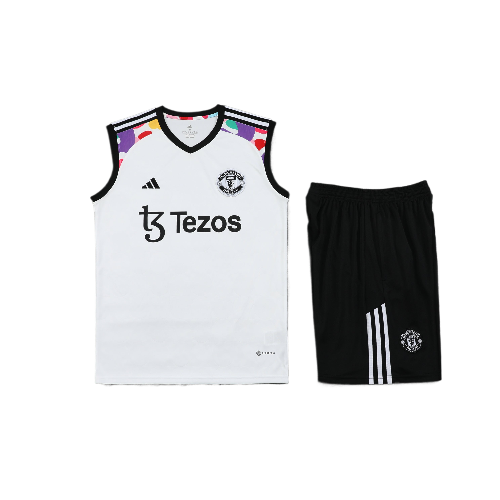 CONJUNTO TREINO MANCHESTER UNITED REGATA+SHORT - BRANCO 2022/23